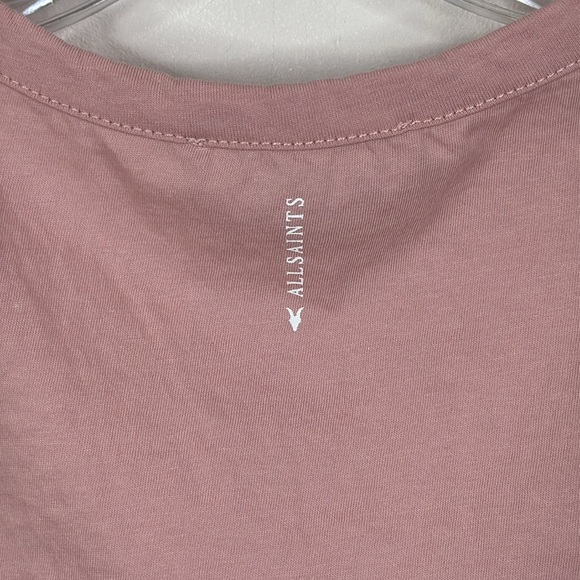 All Saints Women's Size Small Soft Pink Raw Hem Short Sleeve Tee - Picture 8 of 8
